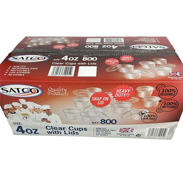 SATCO 4oz Clear Plastic Cups with Lids (QTY 800)